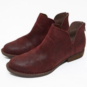 Born Burgundy Leather Nubuck Kerri Ankle Booties Boots Size 8